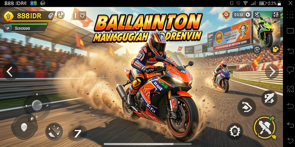 Gameplay seru 888IDR dengan balapan motor yang intens.