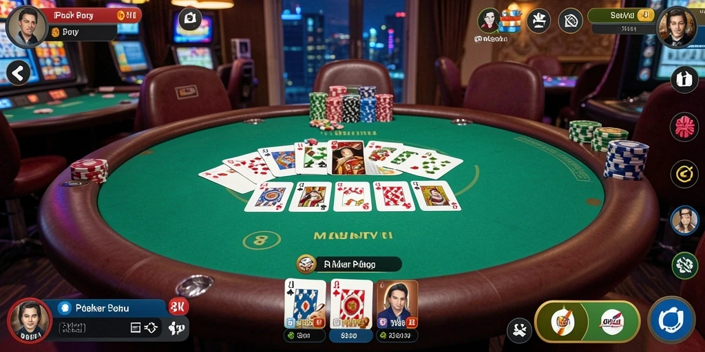 Tampilan gameplay mendebarkan di aplikasi 8II Poker.