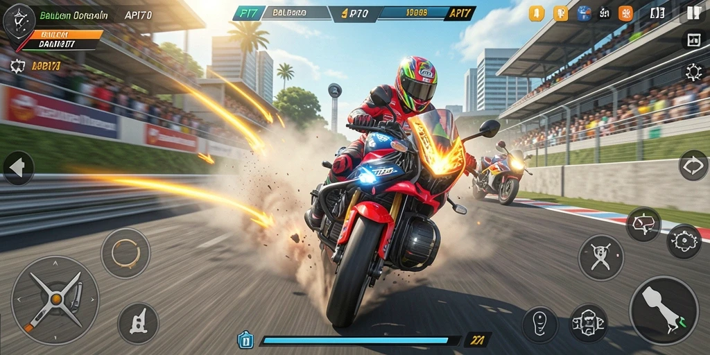 Tampilan menakjubkan dari balapan motor yang mendebarkan.
