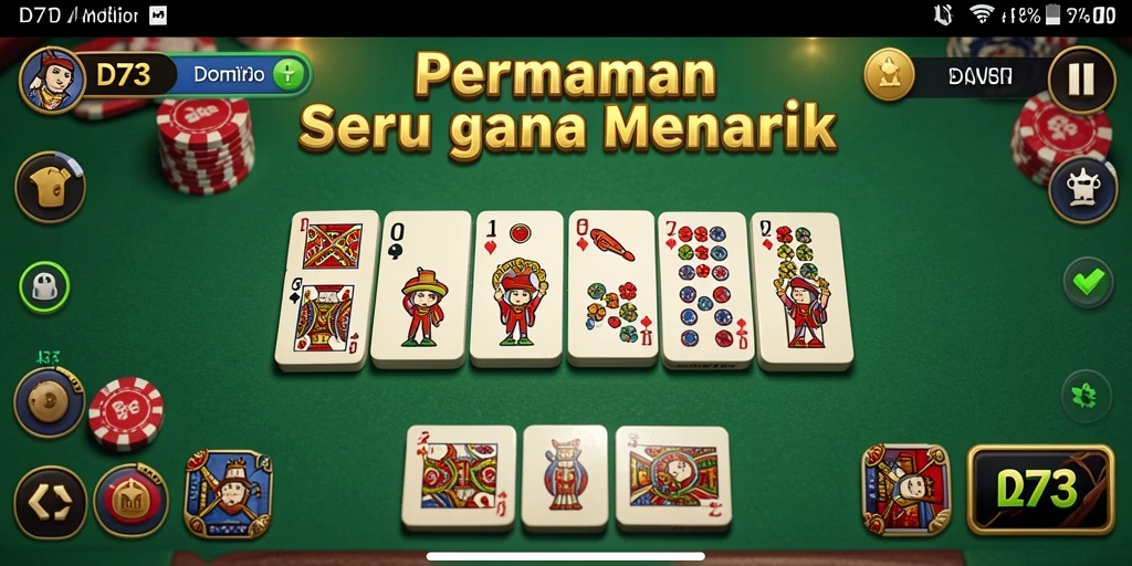 Tangkapan layar gameplay D73 yang menunjukkan aksi seru bermain Domino.