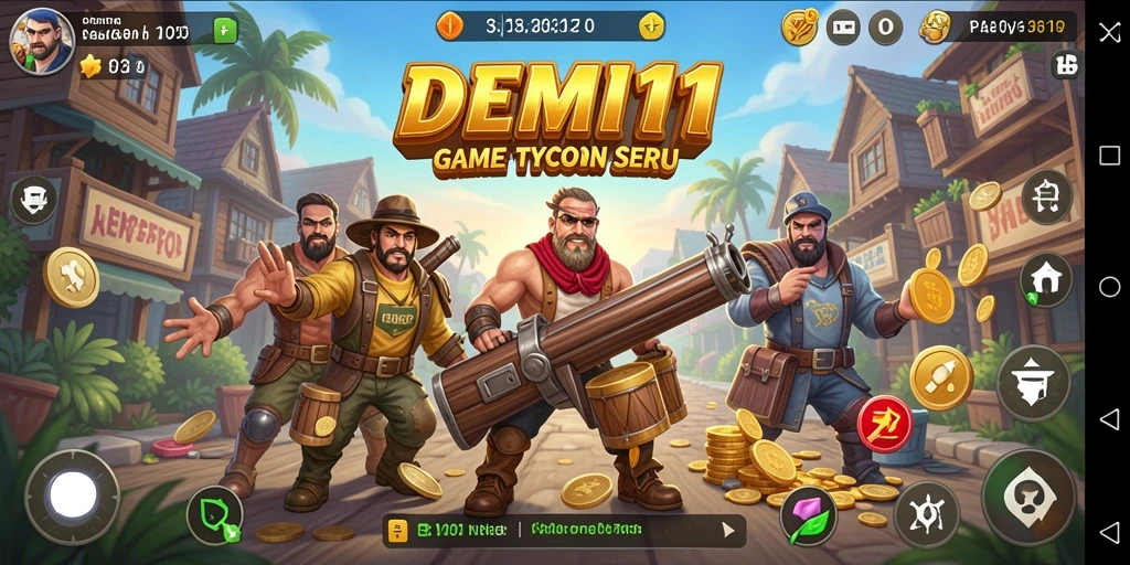 Tampilan gameplay DEMI11 yang menampilkan elemen bisnis Tycoon.