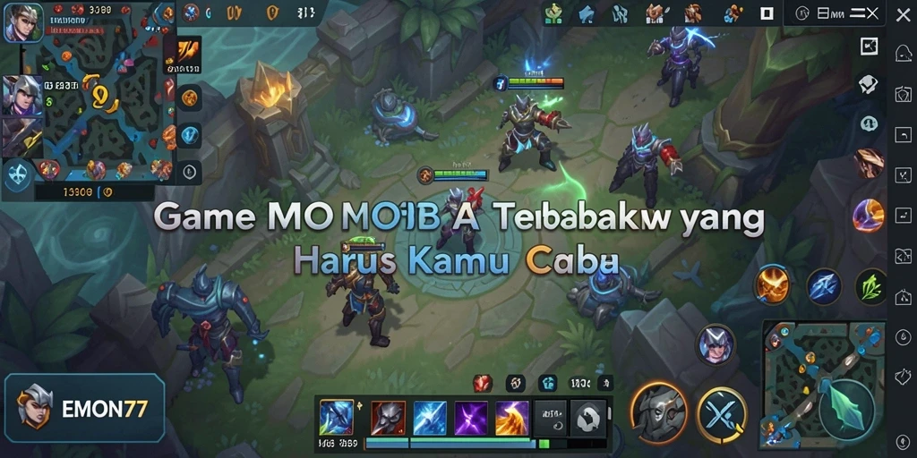 Tampilan screenshot gameplay seru di EMON77 dengan aksi MOBA yang dinamis.