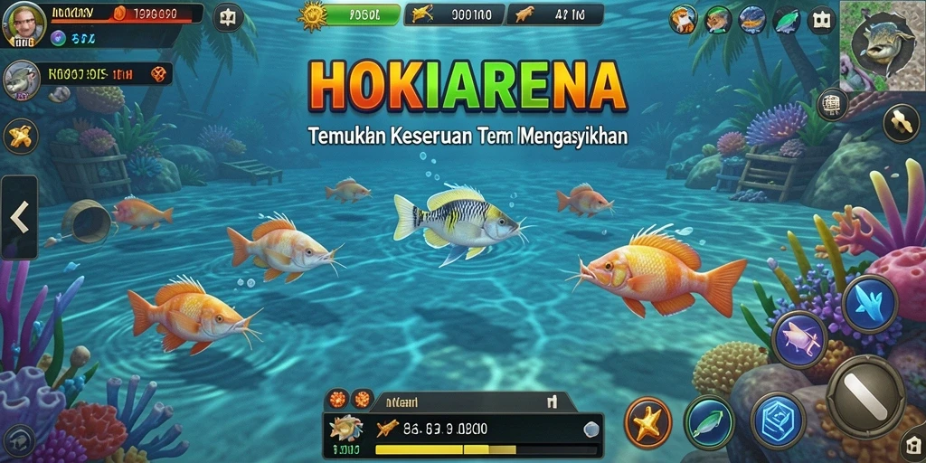Gameplay HOKIARENA yang seru dengan menembak ikan.