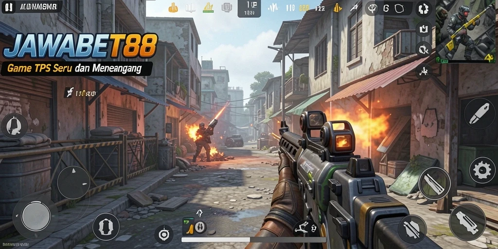 Screenshot gameplay <strong>JAWABET88</strong> menampilkan aksi tembak-menembak yang seru.