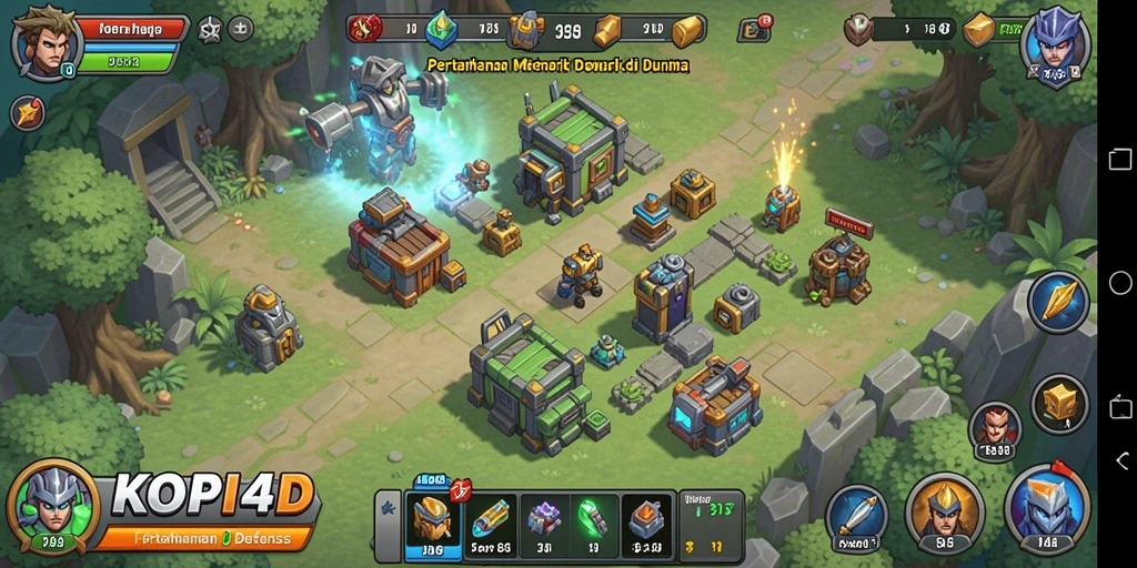 Tampilan gameplay KOPI4D dengan strategi menara yang dinamis.