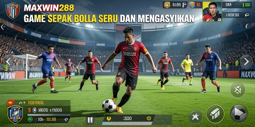 Tampilan gameplay menarik dari MAXWIN288 yang menggambarkan keseruan sepak bola.