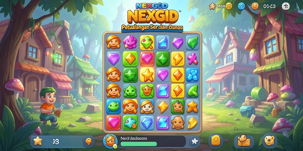 Tampilan gameplay menarik dalam NEXGID dengan kombinasi simbol Match-3.