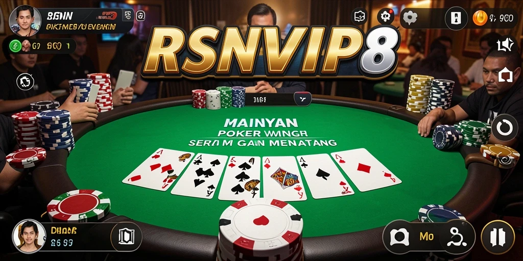 Screenshot utama RSNVIP8 menampilkan gameplay poker yang seru.