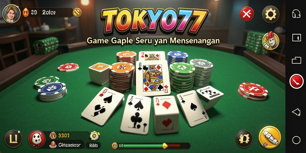 Screenshot gameplay TOKYO77 yang menampilkan keseruan bermain Gaple.