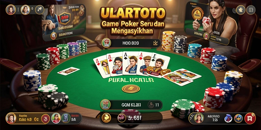 Tampilan gameplay menarik dari ULARTOTO dengan suasana Poker yang otentik.